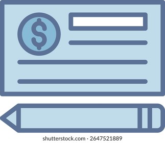 Cheque Filled Blue Tone Icon