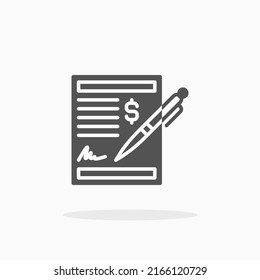 Cheque Glyph Icon. Can Be Used For Digital Product, Presentation, Print Design And More.