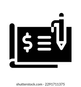 cheque glyph icon illustration vector graphic