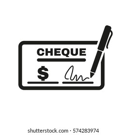 Cheque Icon. Bank And Finance, Pay Symbol. Flat Design. Stock - Vector Illustration