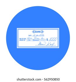 Cheque icon in black style isolated on white background. Money and finance symbol stock vector illustration.