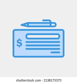 Cheque Icon In Blue Style About Currency, Use For Website Mobile App Presentation