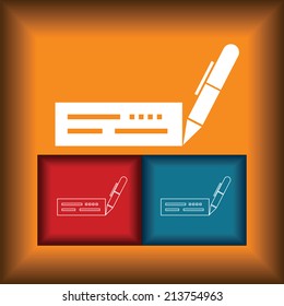 Cheque Icon Flat on Color Button background