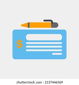 Cheque Icon In Flat Style About Currency, Use For Website Mobile App Presentation