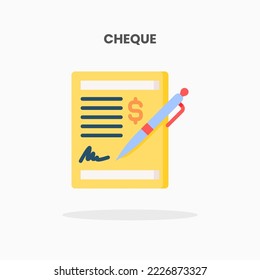 Cheque icon flat. Vector illustration on white background. Can used for web, app, digital product, presentation, UI and many more.