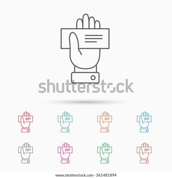 Cheque Icon Giving Hand Sign Paying Stock Vector Royalty