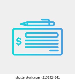 Cheque Icon In Gradient Style About Currency, Use For Website Mobile App Presentation