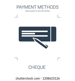 cheque icon. high quality filled cheque icon on white background. from payment methods collection flat trendy vector cheque symbol. use for web and mobile