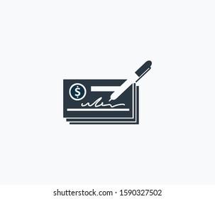 Cheque icon isolated on clean background. Cheque icon concept drawing icon in modern style. Vector illustration for your web mobile logo app UI design.