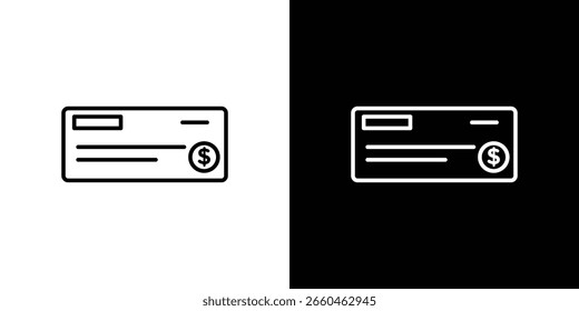 Cheque icon outline. EPS 10 editable vector
