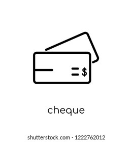 cheque icon. Trendy modern flat linear vector cheque icon on white background from thin line collection, outline vector illustration