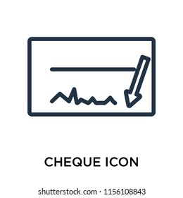 Cheque icon vector isolated on white background, Cheque transparent sign , linear pictogram or outline logo design in lined style