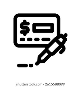 cheque line icon. Clean and minimalist vector icon for websites, mobile apps, presentations, and logos. Fully scalable and customizable for any project.