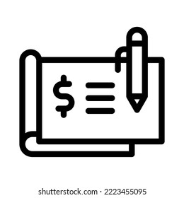 cheque line icon illustration vector graphic