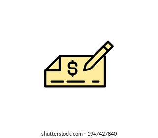 Cheque line icon. Vector symbol in trendy flat style on white background. Commerce sing for design.
