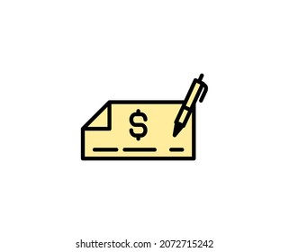 Cheque line icon. Vector symbol in trendy flat style on white background. Commerce sing for design.