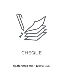 Cheque linear icon. Modern outline Cheque logo concept on white background from e-commerce and payment collection. Suitable for use on web apps, mobile apps and print media.