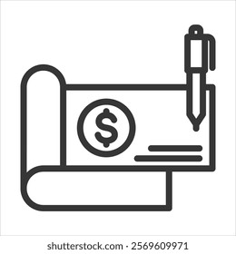 Cheque Outline Icon Vector Illustration