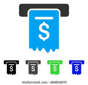 Cheque Payment flat vector illustration. Colored cheque payment gray, black, blue, green icon variants. Flat icon style for web design.