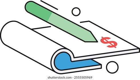 A cheque payment icon in isometric style, emphasizing trust and reliability in financial transactions.