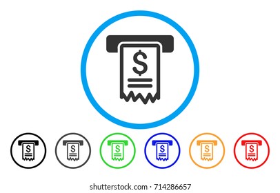 Cheque Payment icon. Vector illustration style is a flat iconic cheque payment gray rounded symbol inside light blue circle with black, gray, green, blue, red, orange color additional versions.