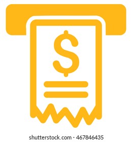 Cheque Payment icon. Vector style is flat iconic symbol with rounded angles, yellow color, white background.