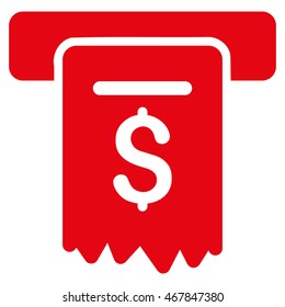 Cheque Payment icon. Vector style is flat iconic symbol with rounded angles, red color, white background.