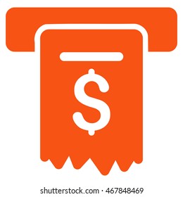 Cheque Payment icon. Vector style is flat iconic symbol with rounded angles, orange color, white background.