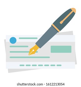 
Cheque, pen Color Isolated Vector icon which can be easily modified
