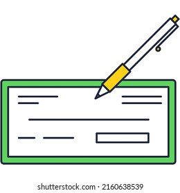 Cheque and pen icon vector bank checkbook