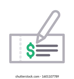 cheque vector color line icon 