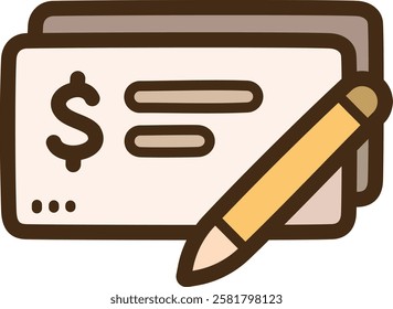 Cheque vector doodle illustration and graphic