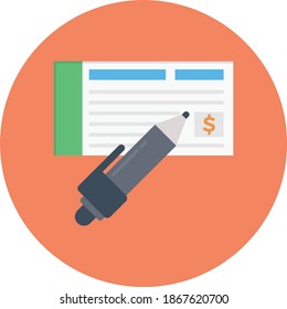 cheque vector flat color icon