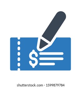 cheque vector glyph color icon 