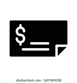 cheque vector glyph flat icon 