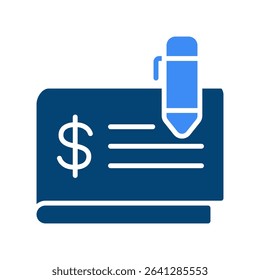 Cheque Vector Icon for Bank Transactions and Money Withdrawal. Paper check illustration, traditional payment design, finance symbol