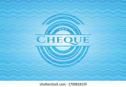 Cheque water wave representation style emblem. Vector Illustration. Detailed.