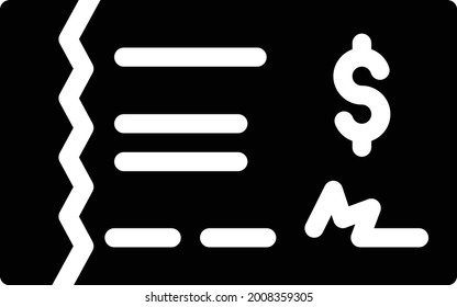 cheque with white background. cheque is a symbol of banking .glyph flat icon.