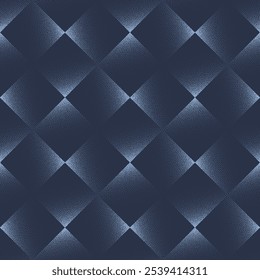 Checkered Aconchegante Sem Costura Padrão Tendência Pontilhado Azul Abstrato Vetor Fundo. Ilustração de arte geométrica de meio tom de grade loopable Rhombus para impressão de têxteis. Papel de parede de abstração xadrez infinito