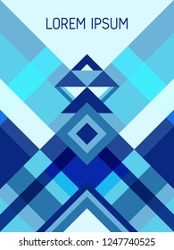 Chequered cover page layout vector template geometric design with triangles and stripes pattern. Carnival brazil motifs. Striped bauhaus pattern vector cover design. Cool geometry.