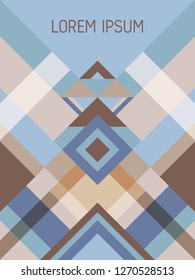 Chequered cover page layout vector template geometric design with triangles and stripes pattern. Festive brazil motifs. Striped bauhaus pattern vector cover design. Trendy geometry.