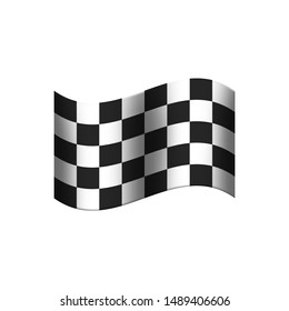 Chequered Flag with black and white squares shown in a checkerboard pattern on a white isolated background