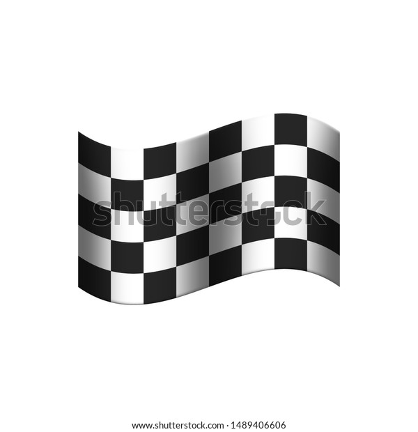 Chequered Flag with black\
and white squares shown in a checkerboard pattern on a white\
isolated background