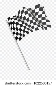 Chequered flag flying. Vector illustration. 