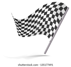 Chequered Flag Flying. Vector Illustration.