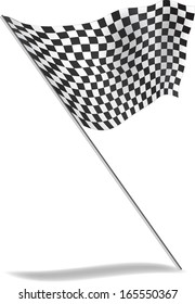 Chequered flag flying. Vector illustration. 