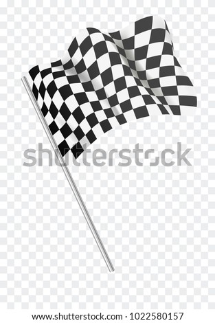 Chequered flag flying. Vector illustration. 