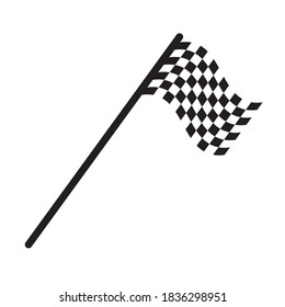 Chequered flag icon. Checkered black and white sign. Motor sport race finish symbol. Victory championship logo. Isolated on white background.
