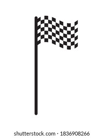 Chequered flag icon. Checkered black and white sign. Check pattern poleflag illustration. Motor sport race finish symbol. Victory championship logo. Isolated on white background.