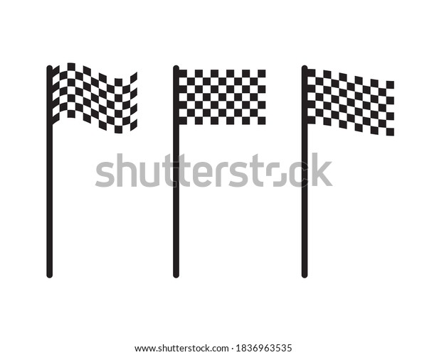 Chequered flag icon.\
Checkered black and white sign. Check pattern poleflag\
illustration. Motor sport race finish symbol. Victory championship\
logo. Isolated on white\
background.